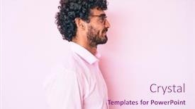  Presentation with business profile - Slide set consisting of handsome-young-man-with-curly background and a pink colored foreground