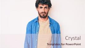  Presentation with denim - Cool new slide set with handsome-young-man-with-curly backdrop and a lemonade colored foreground