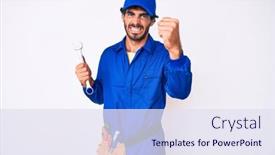  Presentation with curly hair - Beautiful PPT theme featuring handsome-young-man-with-curly backdrop and a sky blue colored foreground