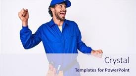  Presentation with curly hair - Presentation design featuring handsome-young-man-with-curly background and a sky blue colored foreground