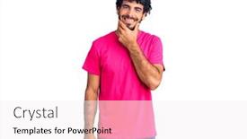  Presentation with tshirt - Presentation theme featuring handsome-young-man-with-curly background and a white colored foreground