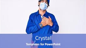  Presentation with curly hair - PPT theme consisting of handsome-young-man-with-curly background and a cobalt blue colored foreground