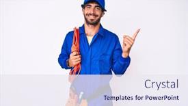  Presentation with cables - Presentation design featuring handsome-young-man-with-curly background and a sky blue colored foreground