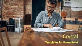  Presentation with alone - Slides enhanced with handsome-young-man-with-glasses background and a tawny brown colored foreground