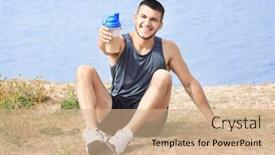  Presentation with protein shake - Amazing slide set having protein shake on river bank backdrop and a coral colored foreground