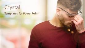  Presentation with overworked - Slide set having weary - handsome young man with sleepy background and a cream colored foreground