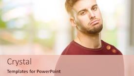  Presentation with overworked - Beautiful PPT layouts featuring handsome young man with sleepy expression being overworked and tired backdrop and a lemonade colored foreground