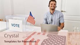  Presentation with political campaign - Presentation design enhanced with handsome-young-man-working background and a lemonade colored foreground