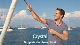  Presentation with sailing - Beautiful slide deck featuring handsome young man on a sailing boat - attractive backdrop and a ocean colored foreground