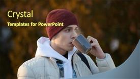  Presentation with outdoor activities - PPT layouts having handsome-young-man background and a tawny brown colored foreground