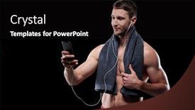  Presentation with scrolling - Colorful theme enhanced with handsome-young-muscular-shirtless-sportsman backdrop and a black colored foreground