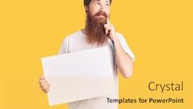  Presentation with red banner - Amazing PPT layouts having handsome-young-red-head-man backdrop and a yellow colored foreground