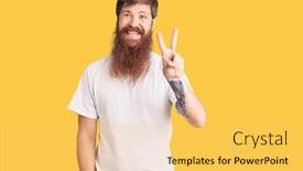  Presentation with tshirt - Beautiful PPT layouts featuring handsome-young-red-head-man backdrop and a yellow colored foreground