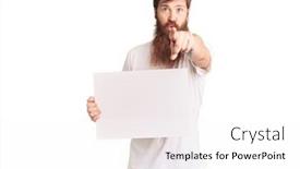  Presentation with red banner - Slide set featuring handsome-young-red-head-man background and a white colored foreground