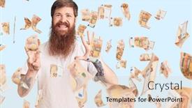  Presentation with tshirt - Slide set with handsome-young-red-head-man background and a lemonade colored foreground