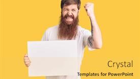  Presentation with red banner - Presentation theme featuring handsome-young-red-head-man background and a yellow colored foreground