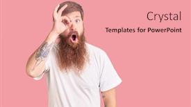  Presentation with tshirt - Slide deck enhanced with handsome-young-red-head-man background and a coral colored foreground