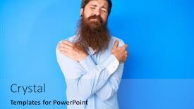  Presentation with confident love - PPT theme consisting of handsome-young-red-head-man background and a light blue colored foreground