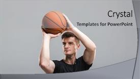  Presentation with basketball - Colorful slide set enhanced with handsome young sportsman playing basketball backdrop and a  colored foreground