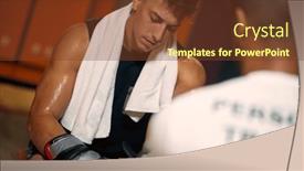  Presentation with boxing - PPT layouts consisting of handsome-young-sweaty-boxing-player background and a tawny brown colored foreground