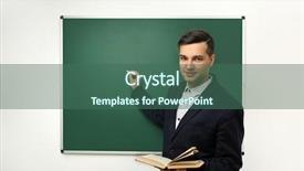  Presentation with blackboard - Slide deck consisting of handsome young teacher near blackboard background and a ocean colored foreground