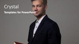  Presentation with teacher - Theme enhanced with handsome-young-teacher-on-grey background and a gray colored foreground