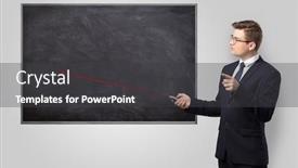  Presentation with pointer - Presentation design consisting of handsome young teacher with laser background and a dark gray colored foreground