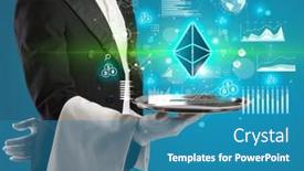  Presentation with waiter - Presentation consisting of handsome-young-waiter-in-tuxedo background and a teal colored foreground