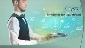  Presentation with waiter - PPT layouts with handsome-young-waiter-in-tuxedo background and a  colored foreground