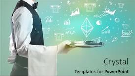  Presentation with waiter - Presentation theme with handsome-young-waiter-in-tuxedo background and a  colored foreground