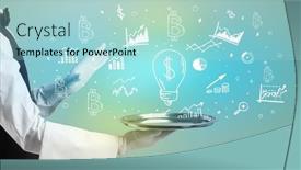  Presentation with waiter - Slide deck featuring handsome-young-waiter-in-tuxedo background and a light blue colored foreground