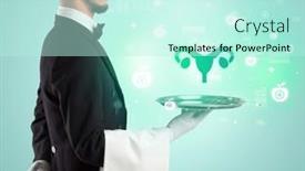  Presentation with waiter - Theme featuring handsome-young-waiter-in-tuxedo background and a cool aqua colored foreground