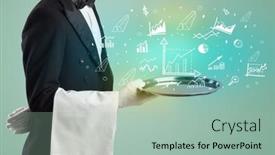  Presentation with waiter - Theme having handsome-young-waiter-in-tuxedo background and a mint green colored foreground