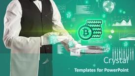  Presentation with waiter - Slide deck with handsome-young-waiter-in-tuxedo background and a ocean colored foreground