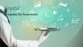  Presentation with waiter - Slides enhanced with handsome-young-waiter-in-tuxedo background and a mint green colored foreground