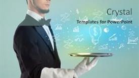  Presentation with waiter - Slides enhanced with handsome-young-waiter-in-tuxedo background and a  colored foreground