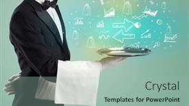  Presentation with waiter - Slides featuring handsome-young-waiter-in-tuxedo background and a mint green colored foreground