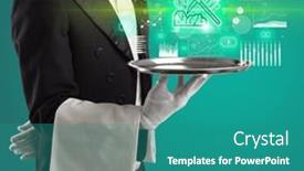  Presentation with waiter - Slide deck featuring handsome-young-waiter-in-tuxedo background and a  colored foreground