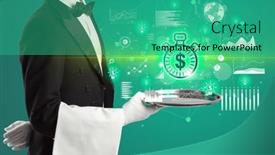  Presentation with waiter - PPT theme consisting of handsome-young-waiter-in-tuxedo background and a  colored foreground