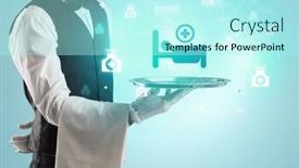  Presentation with waiter - PPT theme having handsome-young-waiter-in-tuxedo background and a arctic colored foreground