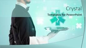  Presentation with waiter - PPT layouts having handsome-young-waiter-in-tuxedo background and a  colored foreground