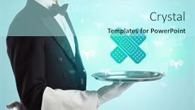  Presentation with waiter - Theme featuring handsome-young-waiter-in-tuxedo background and a  colored foreground