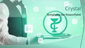  Presentation with waiter - Presentation design with handsome-young-waiter-in-tuxedo background and a  colored foreground