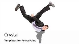  Presentation with giving - Beautiful theme featuring handstand - businessman standing on one hand backdrop and a white colored foreground