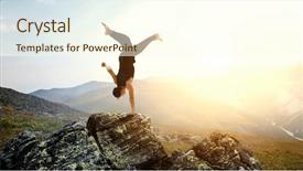  Presentation with extreme - PPT theme featuring handstand - extreme yoga practice mixed media background and a  colored foreground