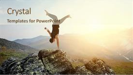  Presentation with extreme - Amazing PPT layouts having handstand - extreme yoga practice mixed media backdrop and a cream colored foreground