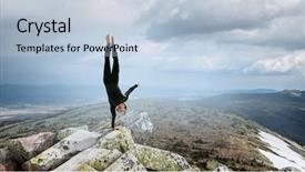  Presentation with extreme - Colorful PPT theme enhanced with handstand - extreme yoga practice mixed media backdrop and a light blue colored foreground