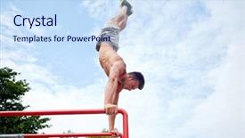  Presentation with parallel - Amazing slide deck having handstand - fitness sport training and lifestyle backdrop and a sky blue colored foreground
