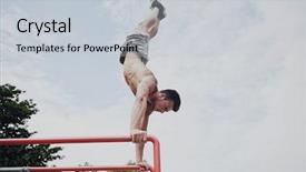  Presentation with parallel - PPT theme enhanced with handstand - fitness sport training and lifestyle background and a light gray colored foreground