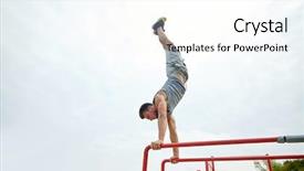  Presentation with parallel - Colorful presentation design enhanced with handstand - fitness sport training and lifestyle backdrop and a white colored foreground